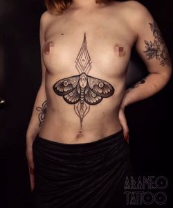 Awesome Moth Sternum Tattoo Done By @araneo_tattoo In Hamburg Germany