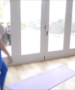 Lana Stretching In See-through Clothes