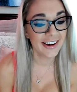 Lovely Nerd Blonde Playing With Her Cunt