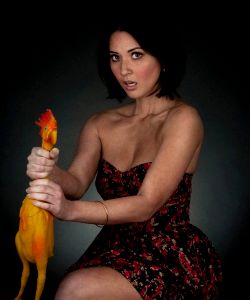 Olivia Munn Choking A Chicken