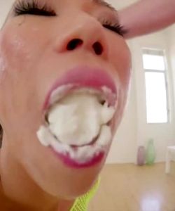 Whipped Cream Asian Face Fuck